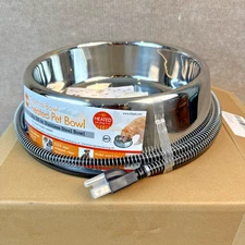 NEW Large Electric Stainless Steel Outdoor Pet Dog Cat Heated Water Thermal Bowl