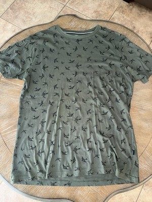 Cactus Brand Men s Print Graphic T Shirt Adult L Green w/ Black Print Birds