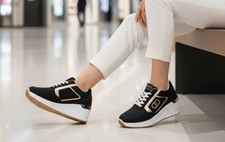 SNEAKERS DA DONNA NERO LANCETTI LNC3144 SCARPE SPORTIVE CON ZEPPA ALTA
