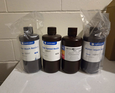 ANYCUBIC Water-Wash+ Clear 1kg, High Speed Gray 1kg & ELEGOO ABS-Like 1kg Bundle