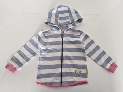 STEIFF MÄDCHEN SWEATJACKE BLAU-WEIß GESTREIFT JACKE GR.92 KAPUZENJACKE 18-24 MON