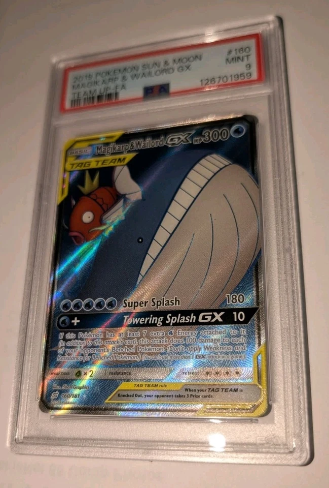 2019 Pokemon Sun & Moon Magikarp Wailord GX Team-Up FA PSA 9 Gem Mint - Image 2 of 4