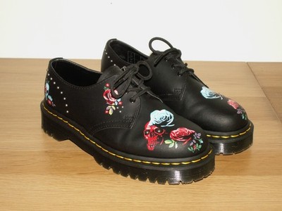 Dr. Martens 1461 BEX ROSE Fantasy Skull Floral Plateau Schuhe UK 5 (1645)