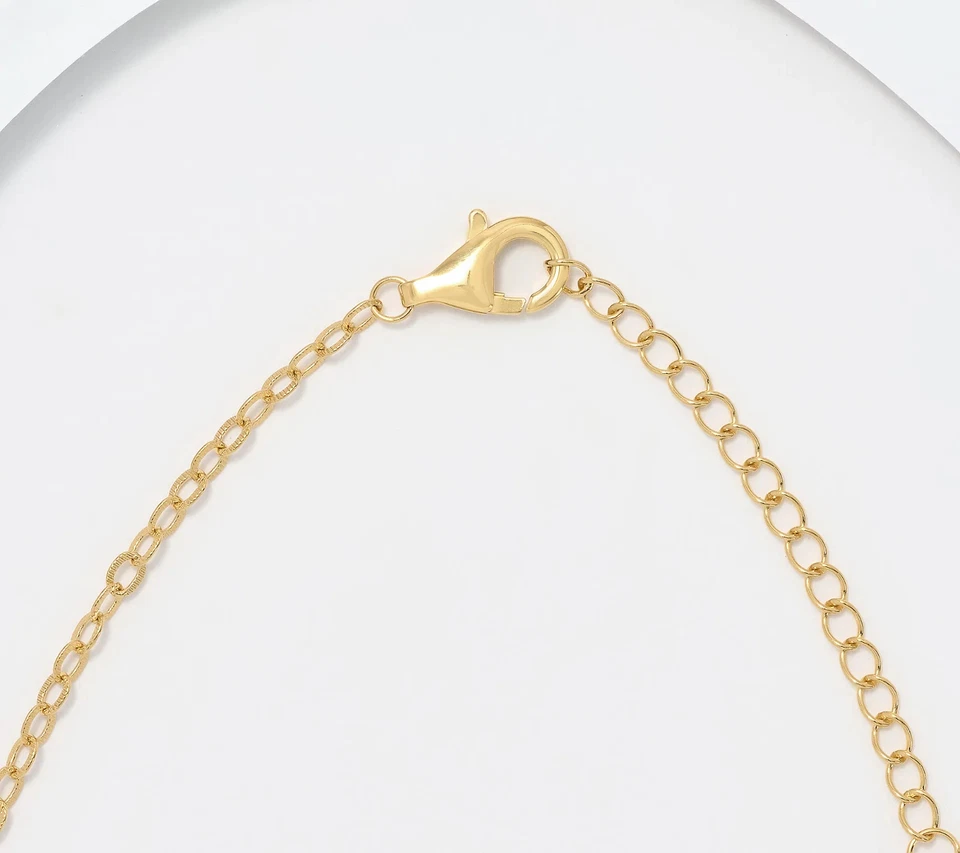 Colar com moldura corte almofada Affinity Gems folheado a 14K-Prasiolita-18" e 2" Ext. NOVO - Imagem 2 de 4