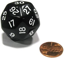 KOP06006 Koplow Games Opaque: Triantakohedron D30 Black/White