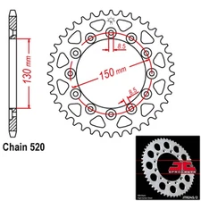 JT Sprockets Steel Rear Sprocket 520 Pitch 48 Tooth Yamaha WR250F (2001-2006)