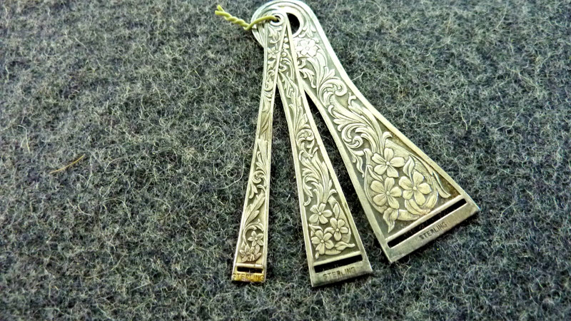 Antique Vintage 3 Piece Sterling Silver Bodkin Ribbon Threading Set