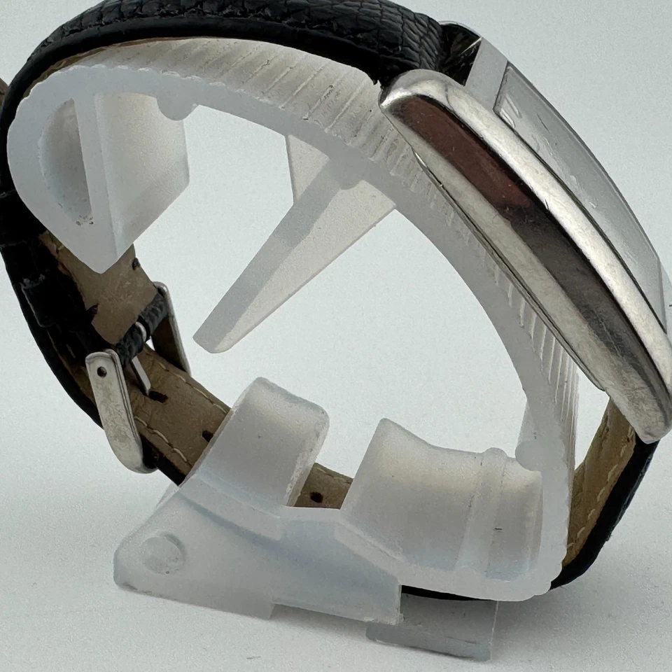 Eddie Bauer Analog Quartz Watch Men Silver Rectangle Leather ~ For Parts Repair - Image 3 of 4