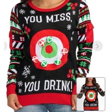 NWT Tipsy Elves Women's Drinking Game Ugly Christmas Sweater XL w/o balls