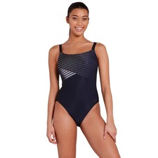 Zoggs Seafarer Scoopback Swimsuit - Black/Grey - DISCOUNTED RETURNED ITEM