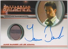 2009 BATTLESTAR GALACTICA 4 JAMIE BAMBER AS LEE ADAMA AUTOGRAPH COSTUME CARD E
