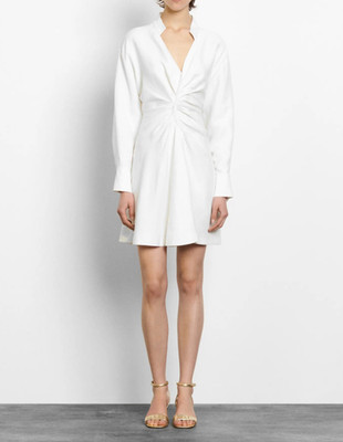 Sandro Womens Dress Ecru Linen V Neck Short Mini Dress Size 38 M 10