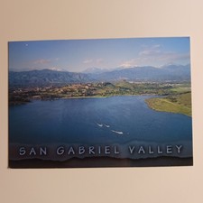 San Gabriel Valley California Aerial View Puddingston Water Reservoir Postcard