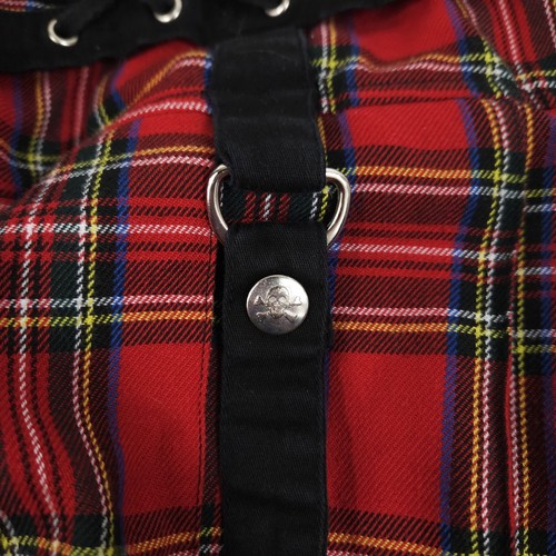 Vtg Tripp NYC Red Plaid Miniskirt Size 16 Lacing Straps Skirt - Picture 3 of 10