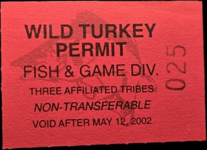 2002 Fort Berthold Three Affiliated Tribe Wild Turkey Hunting Permit Stamp MNH  