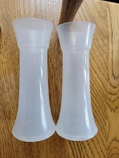 2 Tupperware Salt Pepper 4" Shaker hourglass Replacement 831 Sheer Mini Set