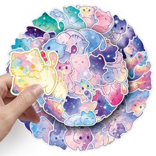 50/100PCS Starry Sky Cat Graffiti Stickers Cartoon Cute Hand drawn Decoration Wa