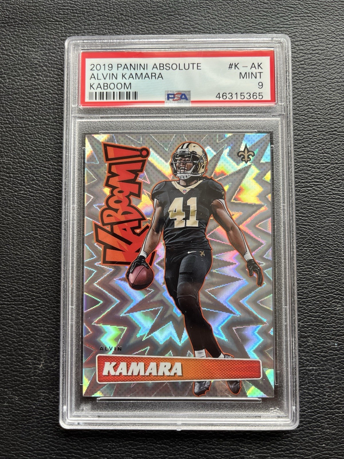 2019 Panini Absolute Kaboom! #1 ALVIN KAMARA PSA 9 MINT Saints Insert !