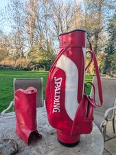Vintage Spalding Golf Bag Red & White Carry Bag with Hood – Retro 80s/90s