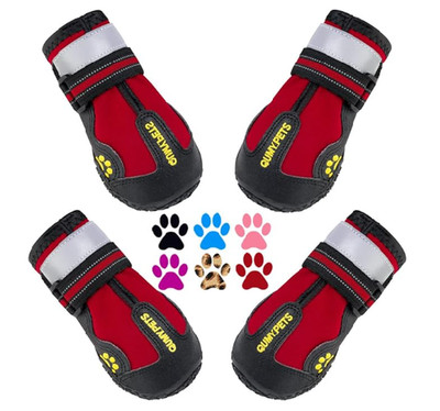 Waterproof Dog Boots Medium Large Dogs Winter Paw Protector Non-Slip Rubber Sole