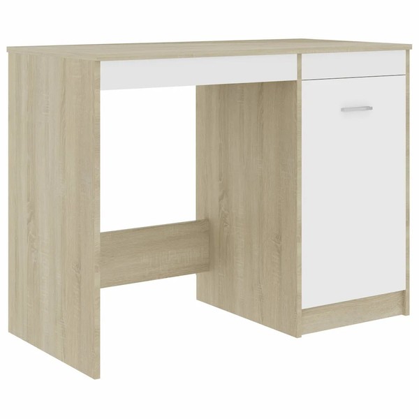 Schreibtisch Weiß Sonoma-Eiche 100X50X76 Cm Holzwerkstoff-image