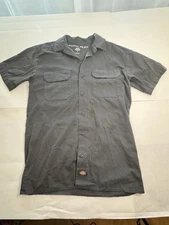 Dickies Men’s Size Small Shirt Dark Grey Flex Short Sleeve Button-Up Classic