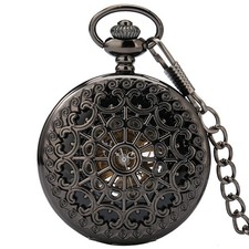 Antique Men Women Manual Mechanical Pocket Watch Roman Number Pendant Chain Gift