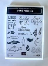 Stampin Up!  NEW RETIRED GONE FISHING Great For Fathers Day Rubber Stamps