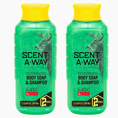 2 Pack Hunter's Specialties Scent-A-Way MAX Odorless Body Soap & Shampoo 24oz