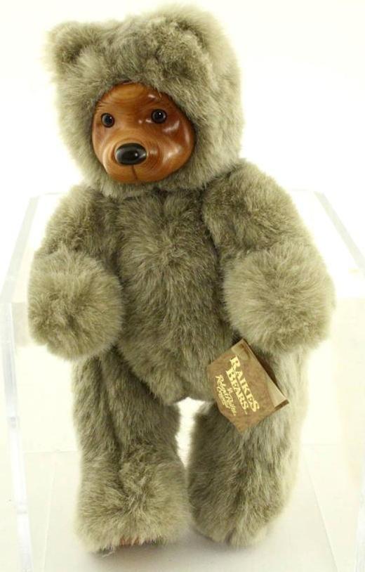 Hand Crafted Wood Art Toy Robert Raikes Bear COOKIE 660330 Gray