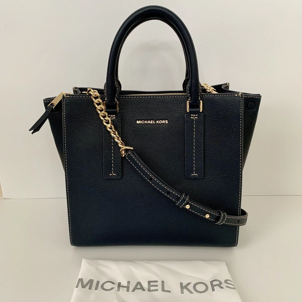 NWT MICHAEL KORS $328 Alessa Medium Satchel Crossbody Leather Admiral Blue |