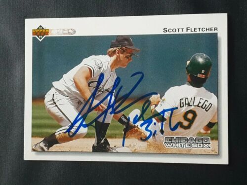 SCOTT FLETCHER CHICAGO WHITE SOX SECONDBASEMAN SIGNED AUTOGRAPHED BASEBALL CARD - Picture 1 of 1