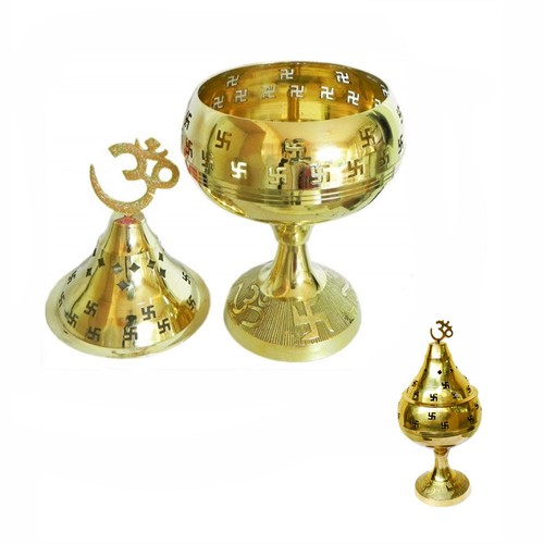 Brass Diya Oil Lamp Akhand jyoti Deepam for Hindu God puja Navaratri, Diwali - Picture 2 of 2