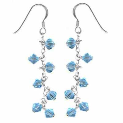 925 Silber Aqua Europäische Kristalle Ohrhänger