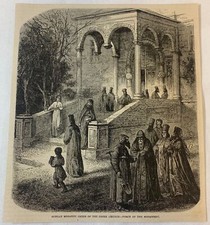 1877 magazine engraving~ PORCH OF THE RUSSIAN MONASTIC ORDER OF THE GREEK CHURCH