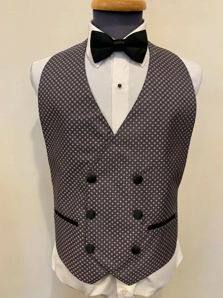 6 Button Double Breasted Geometric Patterned Formal Vest eight different colors  - Image 4 of 4