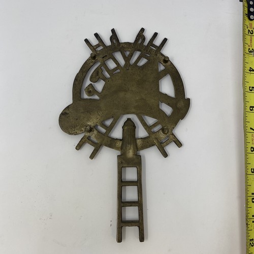 Vintage Pre-owned Fireman Brass Trivet Wall Plaque Fire Helmet, Ladder & Hydrant - Picture 6 of 6