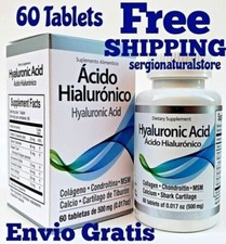 ACIDO HIALURONICO HYALURONIC ACID Colageno Condroitina Calcio MSM (60 Tablets)