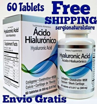 ACIDO HIALURONICO HYALURONIC ACID Colageno Condroitina Calcio MSM (60 Tablets)