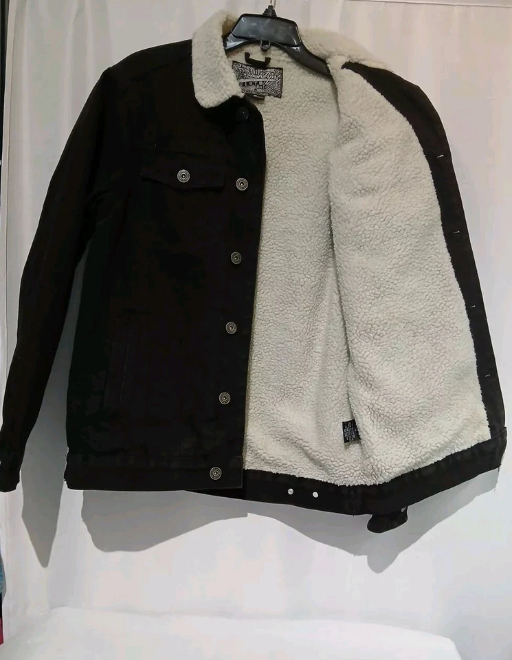 Brooklyn Cloth Men’s Sherpa Denim Trucker Jacket Black Size Small #101 - Image 4 of 4