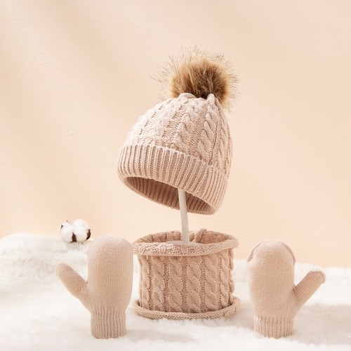 Knitted Hat Scarf Gloves 