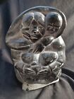 Vtg Nowya Povungnituk Soapstone Sculpture Canadian Eskimo Inuit Mother Child