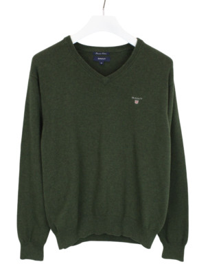 Gant Premium Cotton Pullover Herren M Gestrickter Pullover Logo Grün