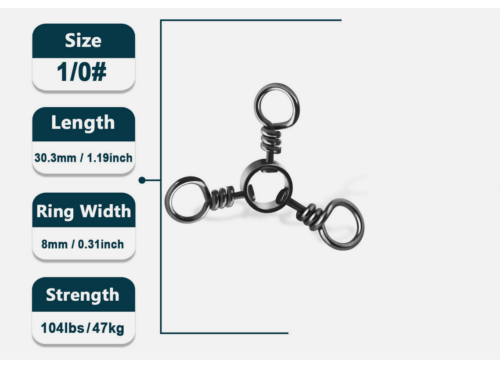 3 Way Swivel Fishing Tackle Saltwater Stainless Steel Fishing Lures Connector - Picture 13 of 37