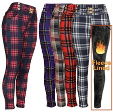 Women's Plaid Winter Pants Warm Fleece Lined Stretch Thermal Dressy leggings