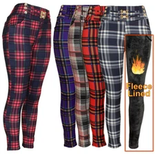 Women's Plaid Winter Pants Warm Fleece Lined Stretch Thermal Dressy leggings