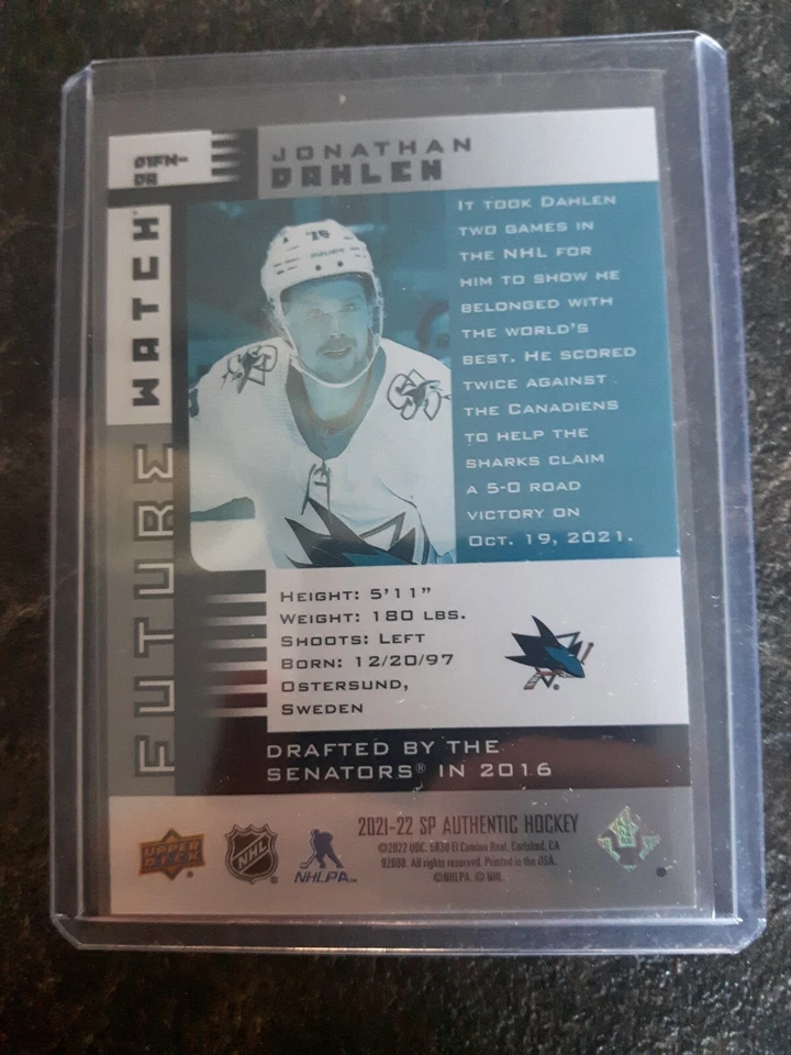 2021-22 Sp Authentic Future Watch 844/900 Jonathan Dahlen Card# 01FW-DA - Image 2 of 2