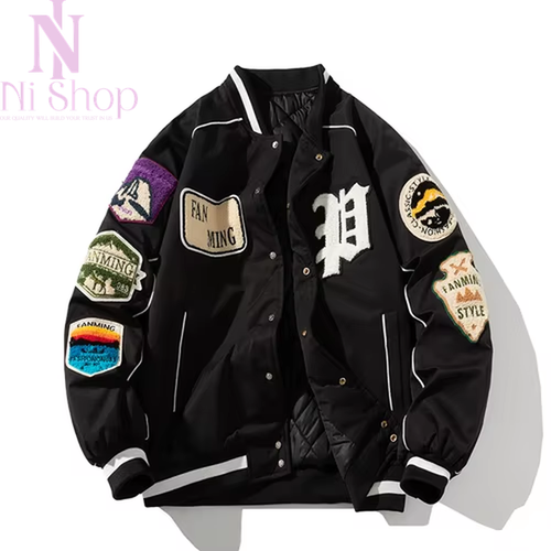Baseball Jacket Zip Winter Jacket Street Fashion Hip Hop Letter Badge Jacket - Picture 8 of 17