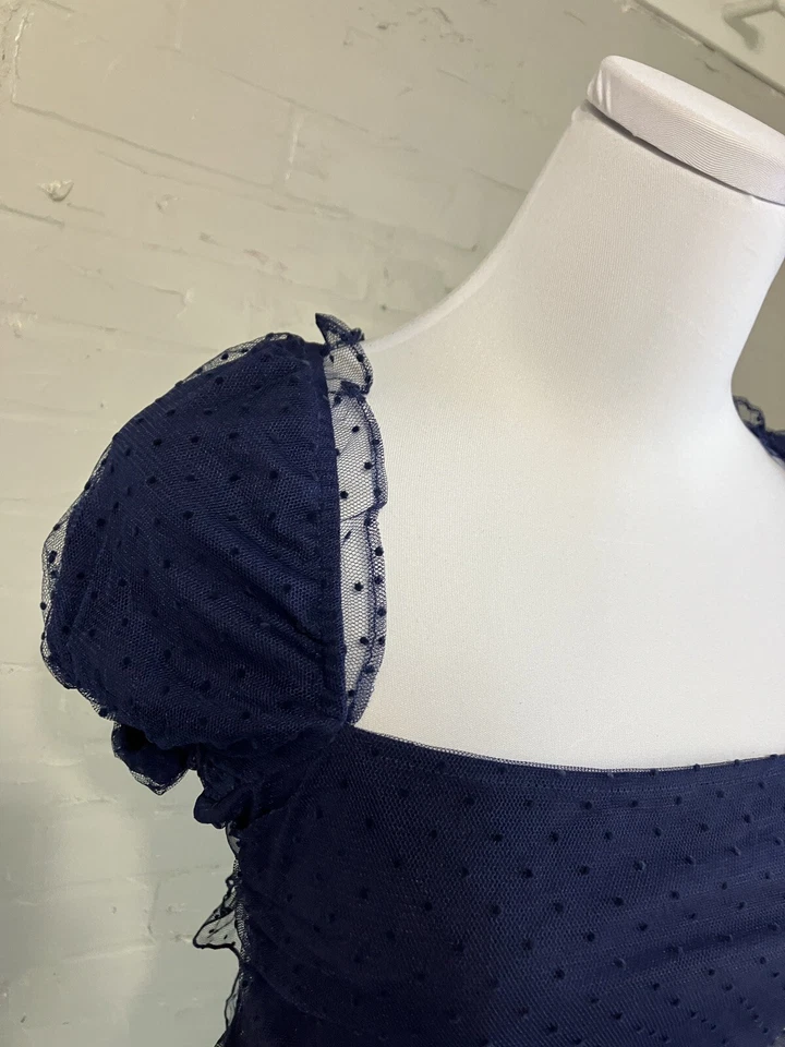 Mini Vestido Windsor Flirty Allure Malla a Lunares Azul Marino 05102-5296 (b122) Foto 4 de 4