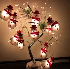 Christmas Decoration Fuzzy Snowman LED String Lights 10LED Snowmen 5.5 Feet